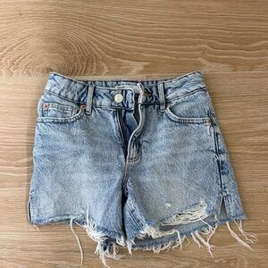 Garage Light Blue Distressed Denim Shorts